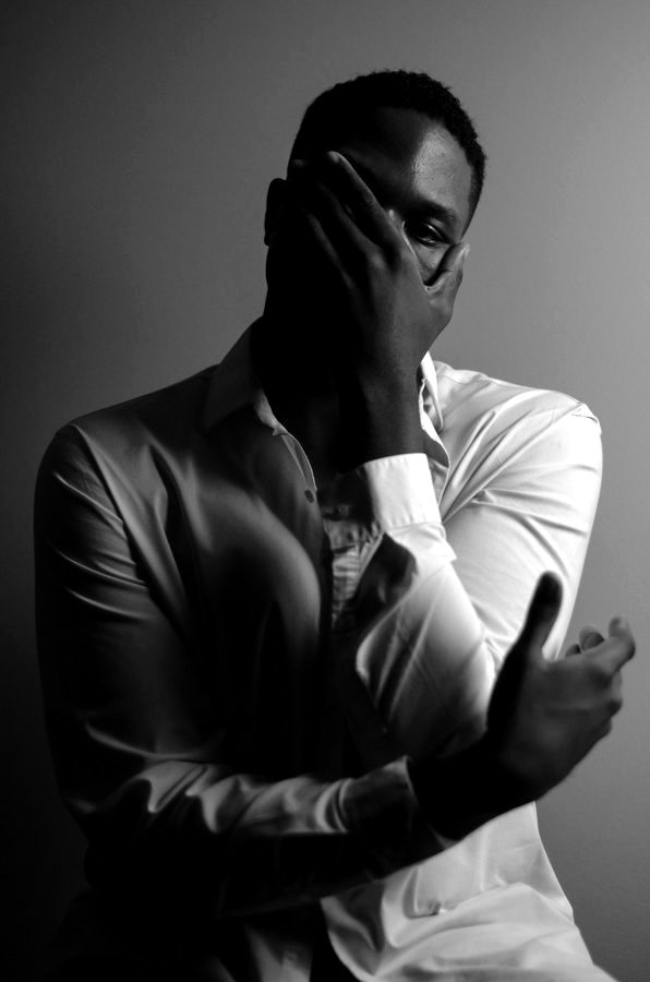 Black and white portrait of Gabriel Walker in profile.