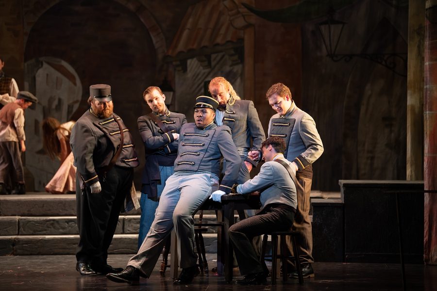 Ensemble scene from Carmen at Utah Festival Opera.